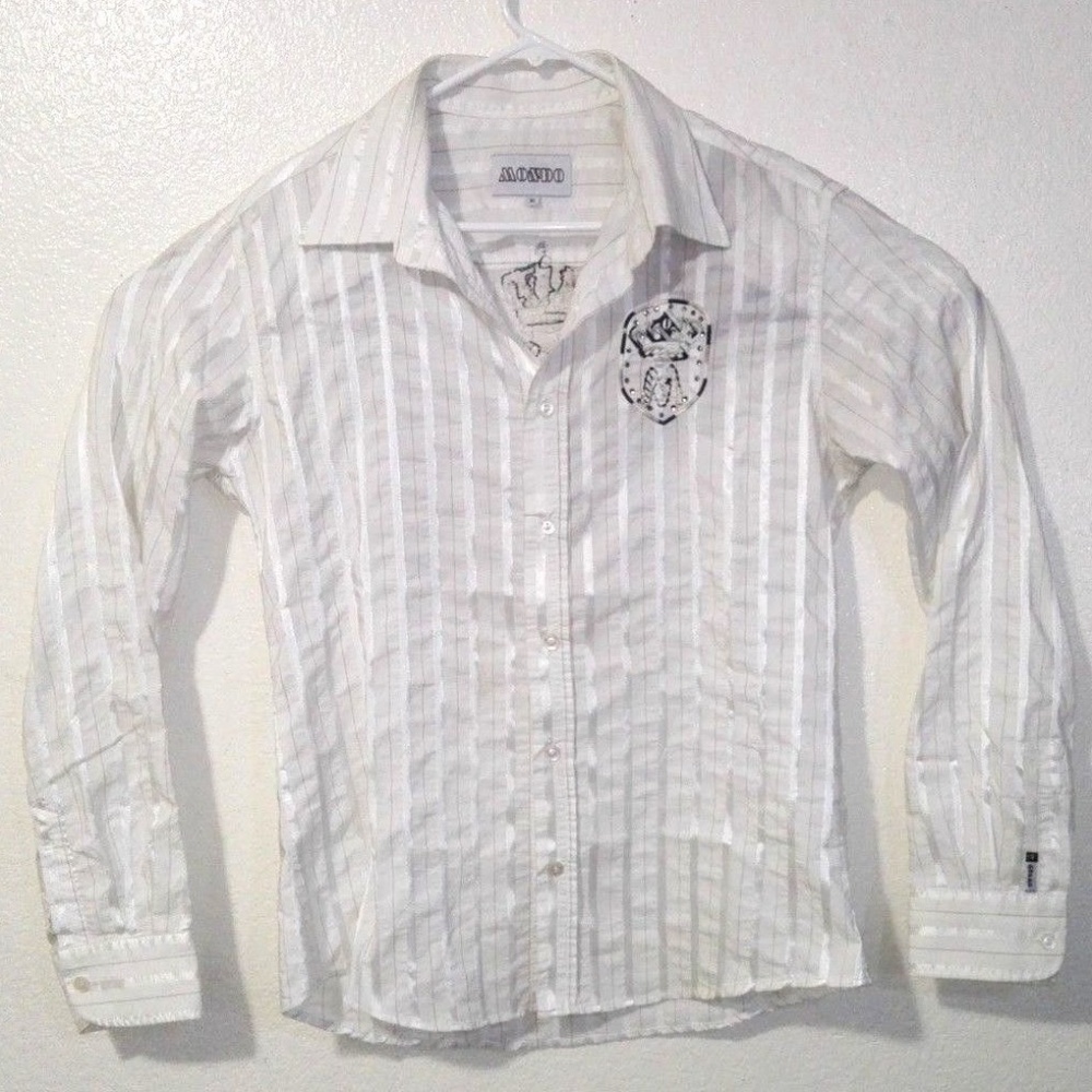 ROYAL MONDO White Embroidered Mens Shirt